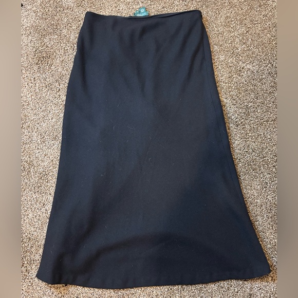 Vintage 100% Wool Ralph Lauren Black Maxi Skirt with Fringe - Picture 12 of 16